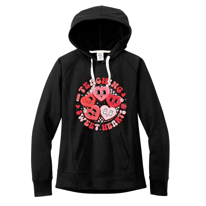 Cute Teaching Sweethearts Candy Heart Valentines Day Teacher Women's Fleece Hoodie