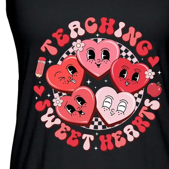 Cute Teaching Sweethearts Candy Heart Valentines Day Teacher Ladies Essential Flowy Tank