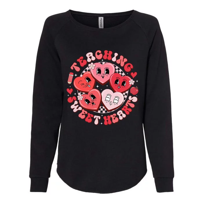 Cute Teaching Sweethearts Candy Heart Valentines Day Teacher Womens California Wash Sweatshirt