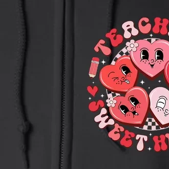 Cute Teaching Sweethearts Candy Heart Valentines Day Teacher Full Zip Hoodie