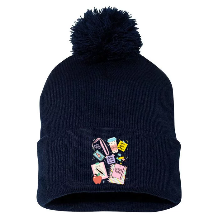 Cute Teacher Stuff School Life Pom Pom 12in Knit Beanie