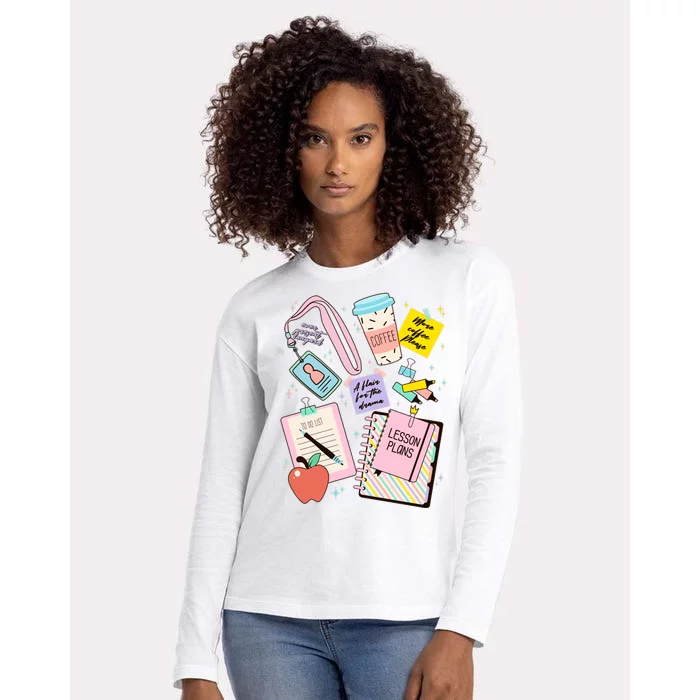 Cute Teacher Stuff School Life Womens Cotton Relaxed Long Sleeve T-Shirt