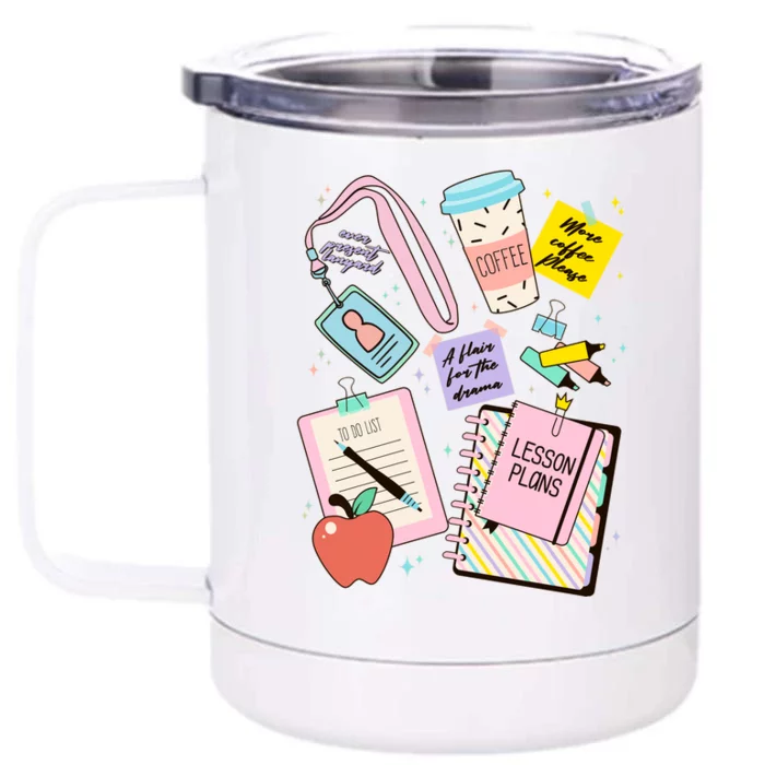 Cute Teacher Stuff School Life Front & Back 12oz Stainless Steel Tumbler Cup