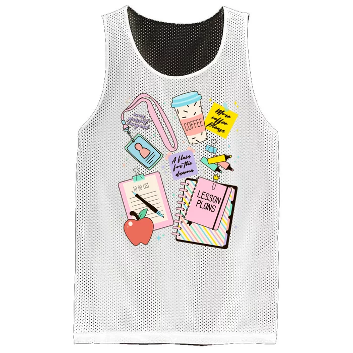 Cute Teacher Stuff School Life Mesh Reversible Basketball Jersey Tank