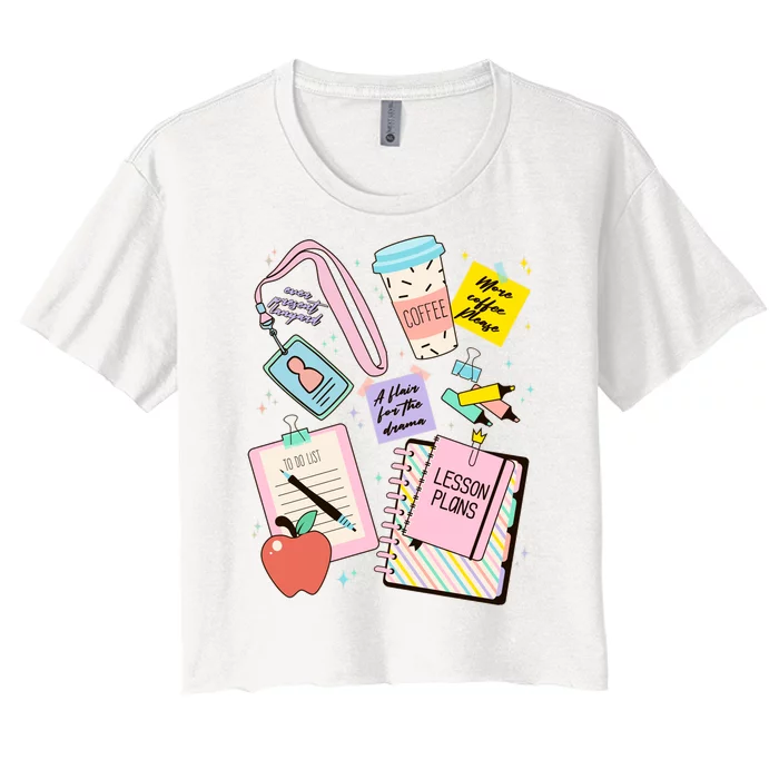 Cute Teacher Stuff School Life Women's Crop Top Tee