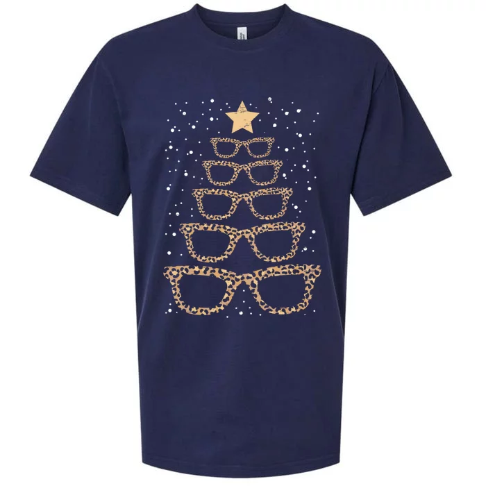 Christmas Tree Sunglasses Eyeglasses For Optometrist Xmas Funny Gift Sueded Cloud Jersey T-Shirt