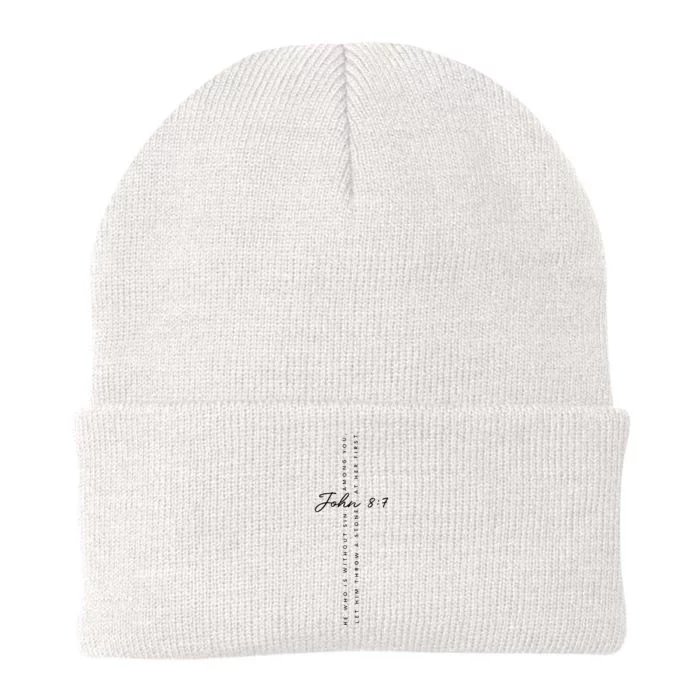 CanT Throw Stones While Washing Feet John 87 Knit Cap Winter Beanie