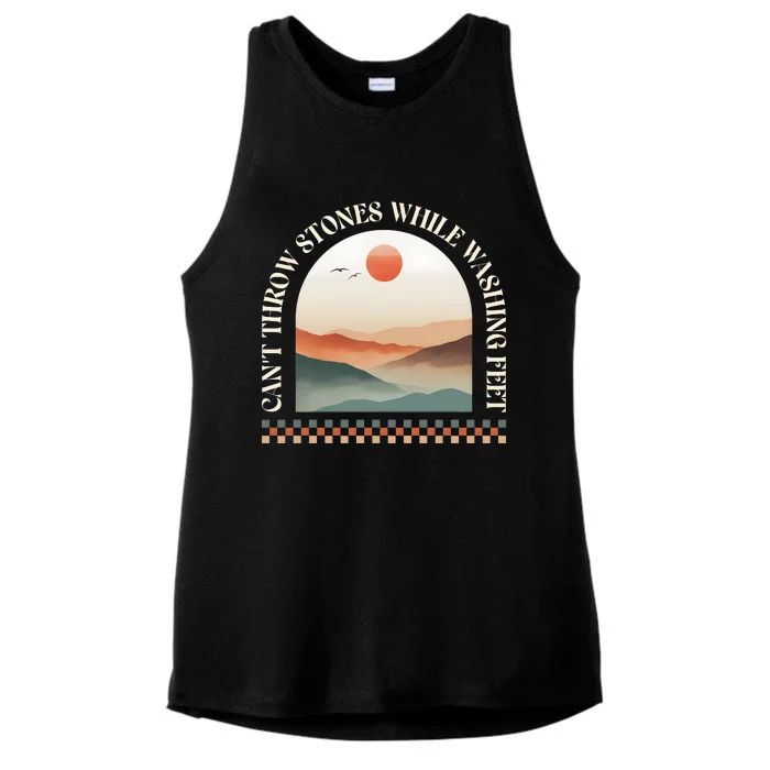 CanT Throw Stones While Washing Feet Christian Prayer Ladies Tri-Blend Wicking Tank