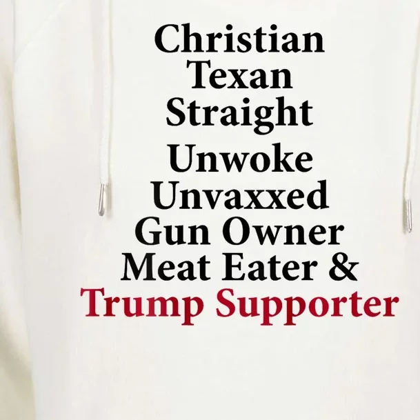 Christian Texan Straight Unwoke Gun Owner Trump Womens Funnel Neck Pullover Hood