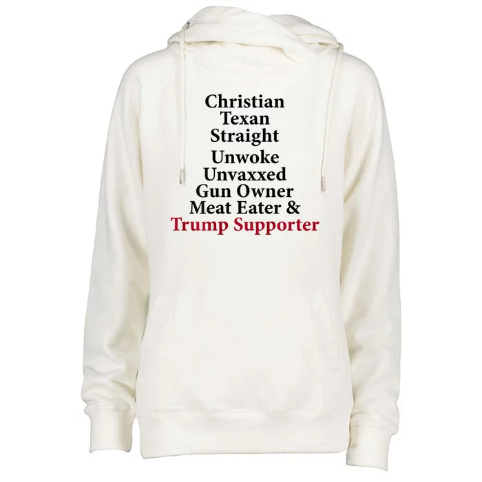 Christian Texan Straight Unwoke Gun Owner Trump Womens Funnel Neck Pullover Hood