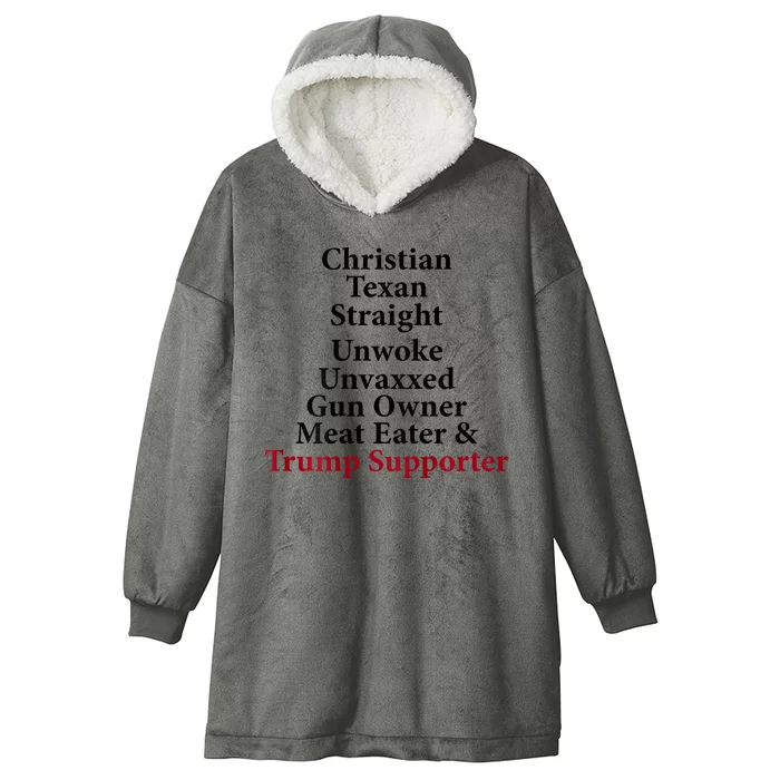 Christian Texan Straight Unwoke Gun Owner Trump Hooded Wearable Blanket