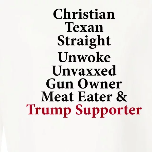 Christian Texan Straight Unwoke Gun Owner Trump Cropped Pullover Crew