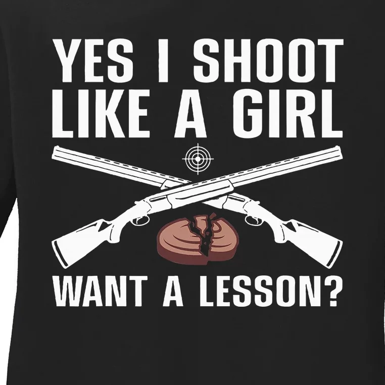 Cool Trap Shooting Mom Skeet Shooting Target Ladies Long Sleeve Shirt