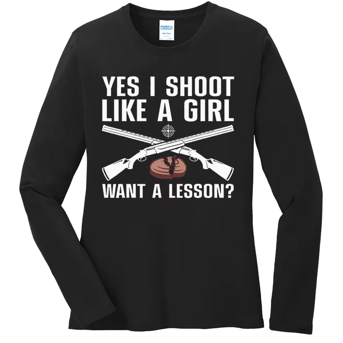 Cool Trap Shooting Mom Skeet Shooting Target Ladies Long Sleeve Shirt