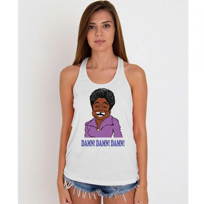 Classic TV Show Sitcom Good Times Damn Damn Damn Women's Knotted Racerback Tank