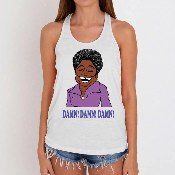 Classic TV Show Sitcom Good Times Damn Damn Damn Women's Knotted Racerback Tank