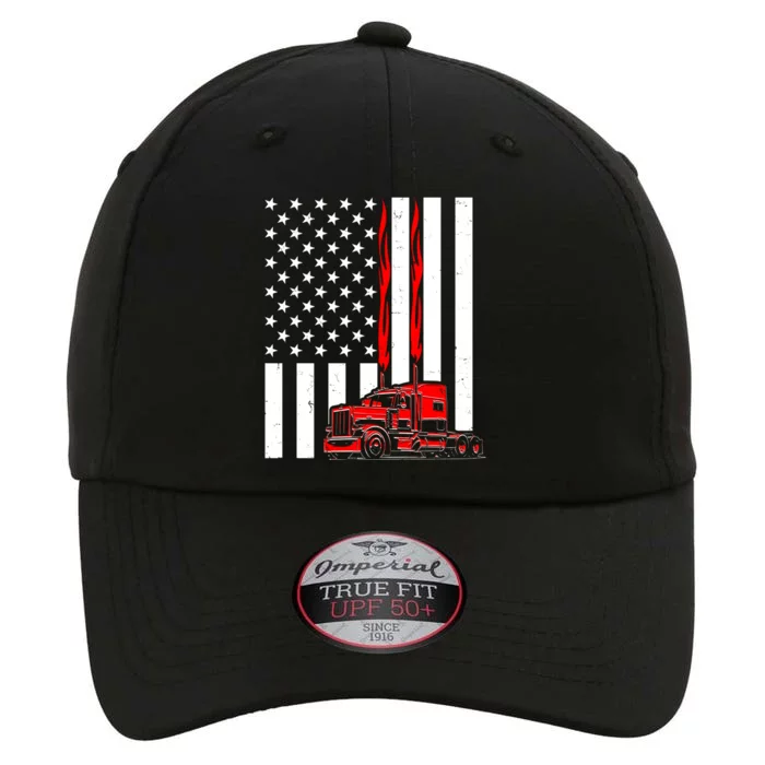 Cool Trucker Semi Truck Flames American Flag The Original Performance Cap