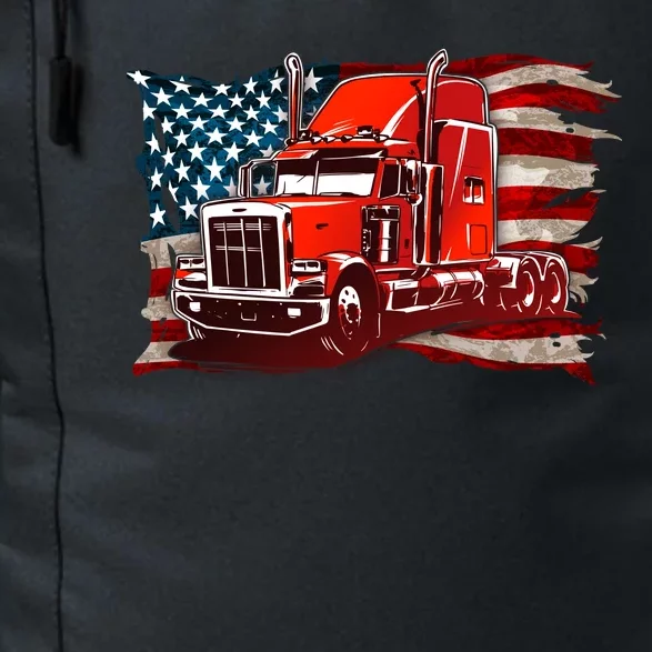 Cool Trucker Semi Truck Torn Distressed American Flag Daily Commute Backpack