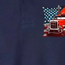 Cool Trucker Semi Truck Torn Distressed American Flag Softstyle Adult Sport Polo