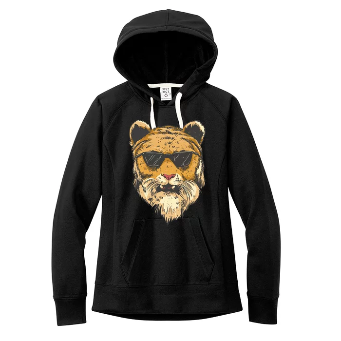 Cool Tiger Sunglasses Retro Women's Fleece Hoodie