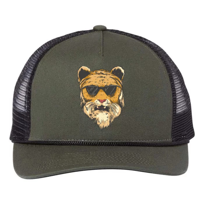 Cool Tiger Sunglasses Retro Retro Rope Trucker Hat Cap