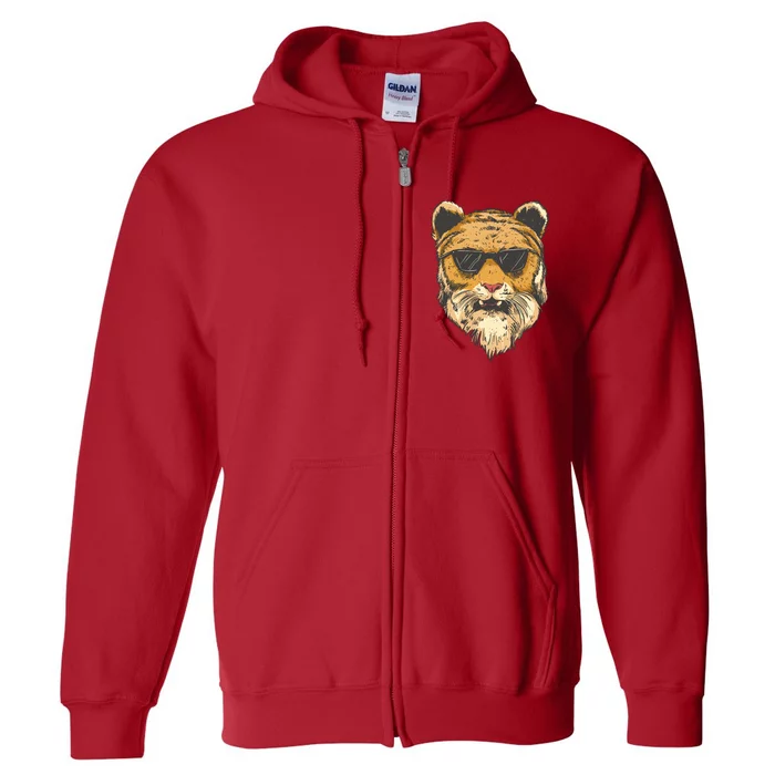 Cool Tiger Sunglasses Retro Full Zip Hoodie