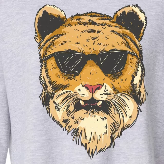 Cool Tiger Sunglasses Retro Cropped Pullover Crew