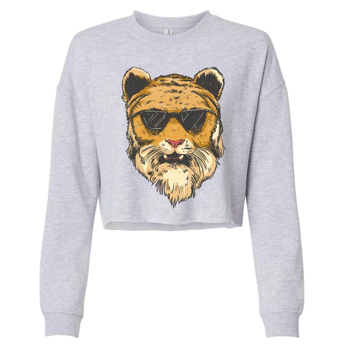 Cool Tiger Sunglasses Retro Cropped Pullover Crew