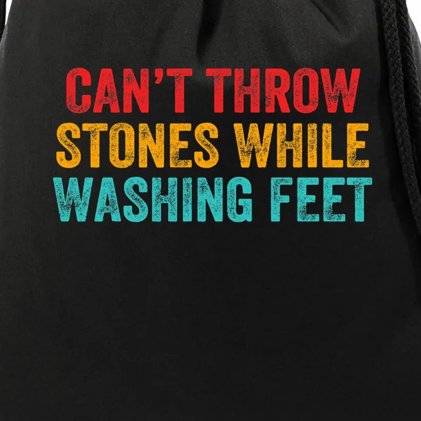 Can't Throw Stones While Washing Feet Funny Design Drawstring Bag