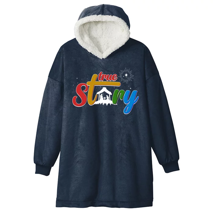 Christmas True Story Christian Nativity Scene Hooded Wearable Blanket