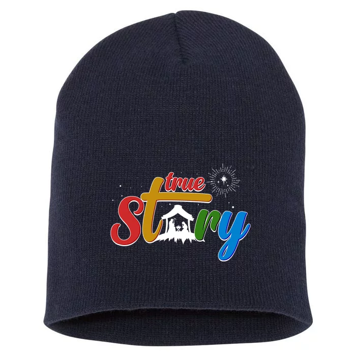 Christmas True Story Christian Nativity Scene Short Acrylic Beanie