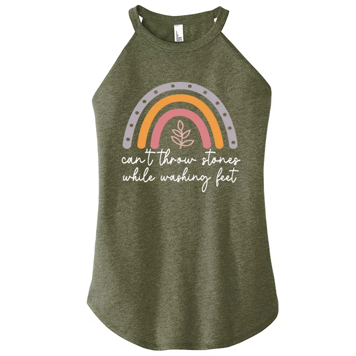 Can't Throw Stones While Washing Feet Women’s Perfect Tri Rocker Tank