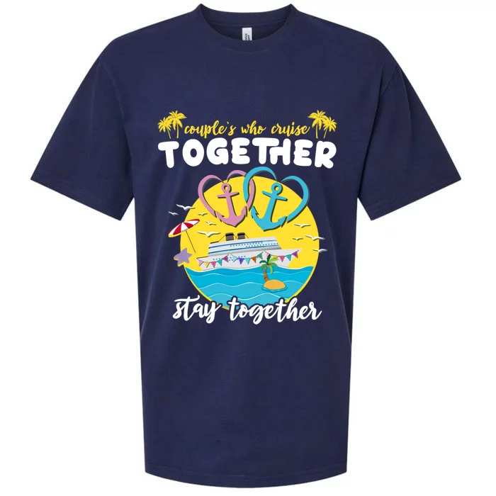 Cruising Together Ship Husband Wife Couple Cruise Gift Sueded Cloud Jersey T-Shirt