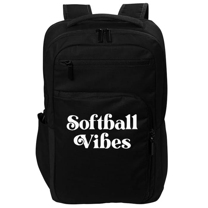 Cute Trendy Softball Vibes Impact Tech Backpack