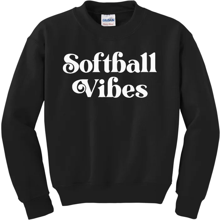 Cute Trendy Softball Vibes Kids Sweatshirt