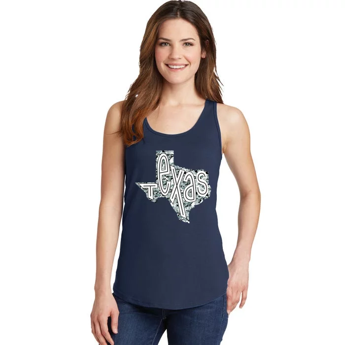 Camouflage Texas State Logo Ladies Essential Tank