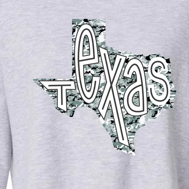 Camouflage Texas State Logo Cropped Pullover Crew