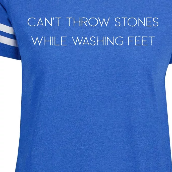 Cant Throw Stones While Washing Feet Enza Ladies Jersey Football T-Shirt