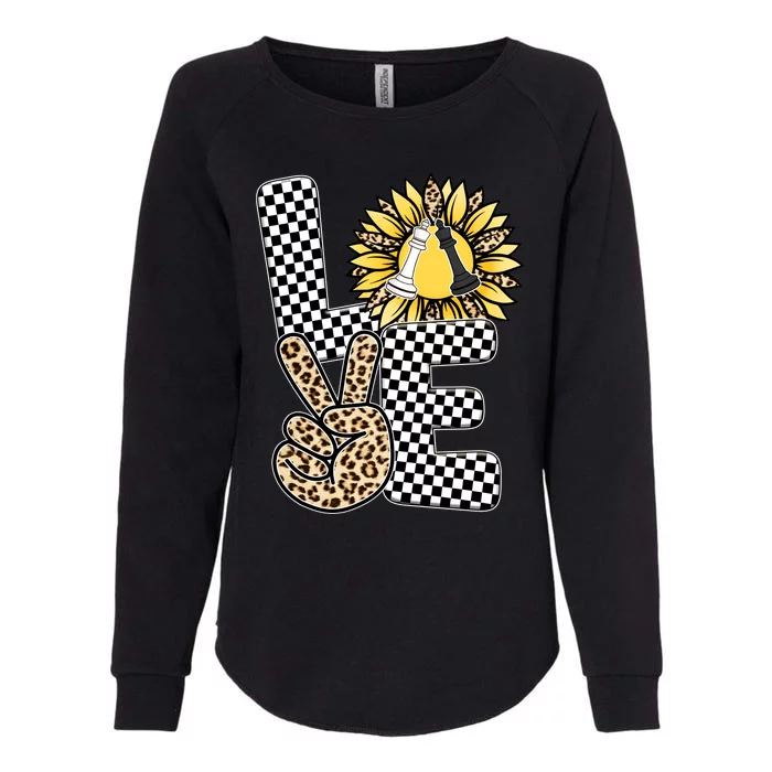 Chess T Shirts Love Chessboard Leopard Sunflower Graphic Plus Size Womens California Wash Sweatshirt