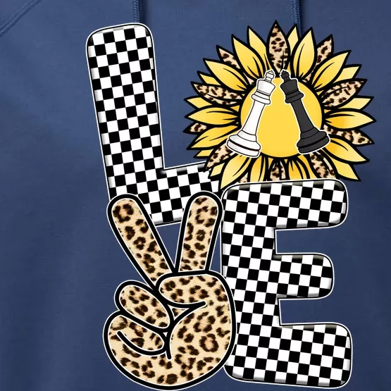 Chess T Shirts Love Chessboard Leopard Sunflower Graphic Plus Size Performance Fleece Hoodie