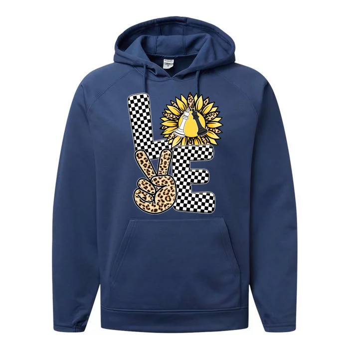 Chess T Shirts Love Chessboard Leopard Sunflower Graphic Plus Size Performance Fleece Hoodie