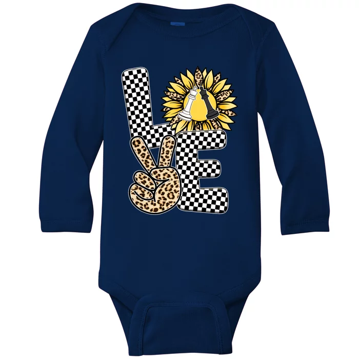 Chess T Shirts Love Chessboard Leopard Sunflower Graphic Plus Size Baby Long Sleeve Bodysuit