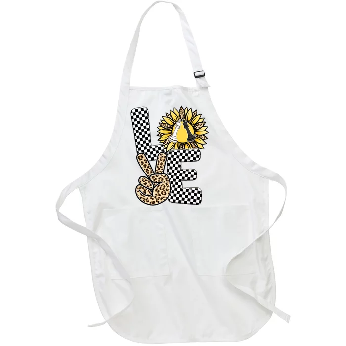 Chess T Shirts Love Chessboard Leopard Sunflower Graphic Plus Size Full-Length Apron With Pocket