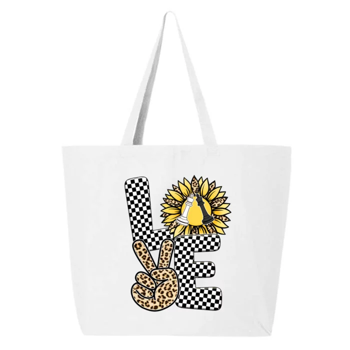 Chess T Shirts Love Chessboard Leopard Sunflower Graphic Plus Size 25L Jumbo Tote