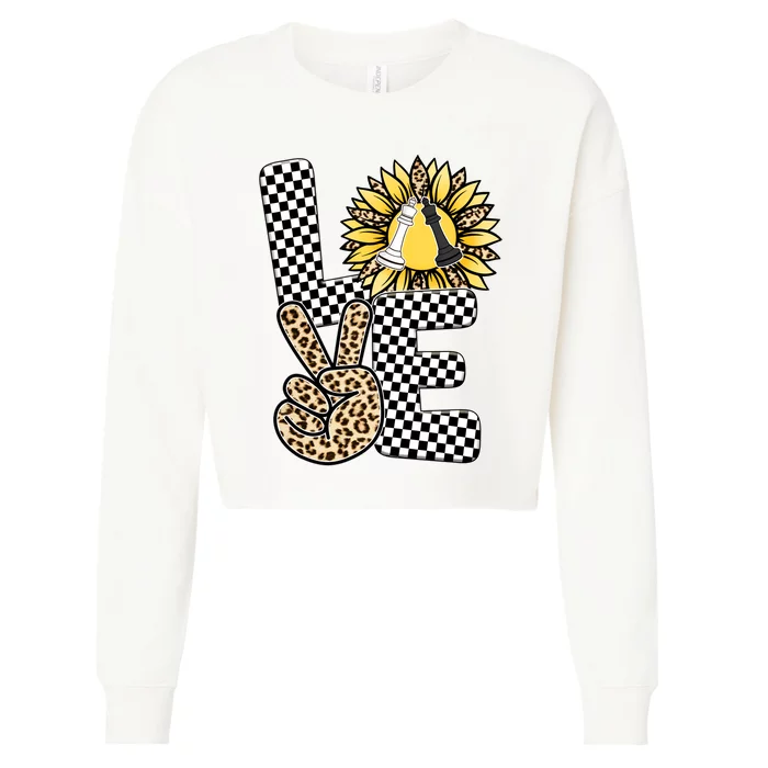 Chess T Shirts Love Chessboard Leopard Sunflower Graphic Plus Size Cropped Pullover Crew