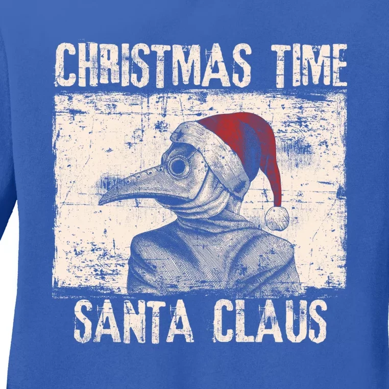 Christmas Time Santa Claus Plague Doctor Quarantine Pandemic Gift Ladies Long Sleeve Shirt