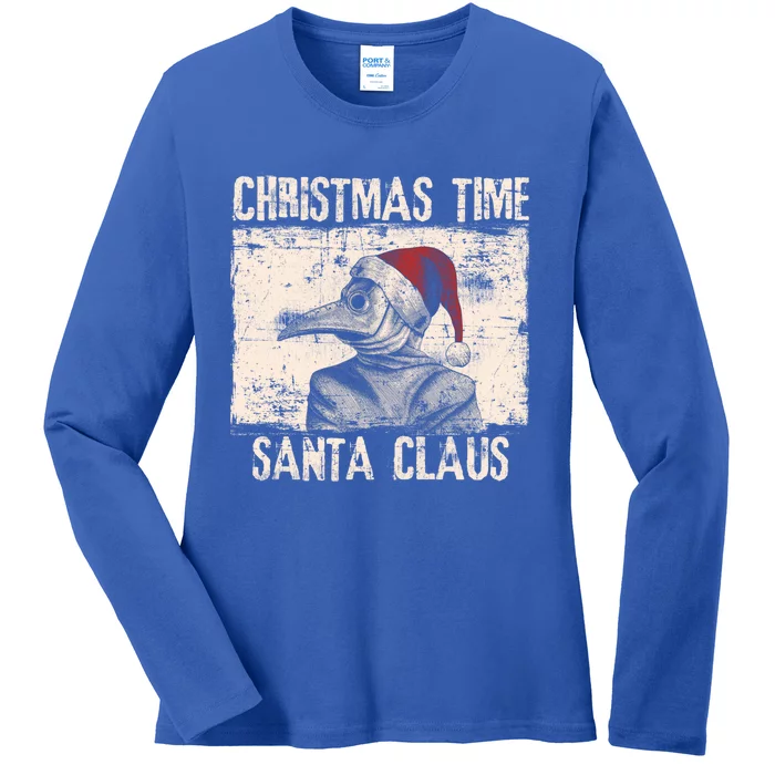 Christmas Time Santa Claus Plague Doctor Quarantine Pandemic Gift Ladies Long Sleeve Shirt