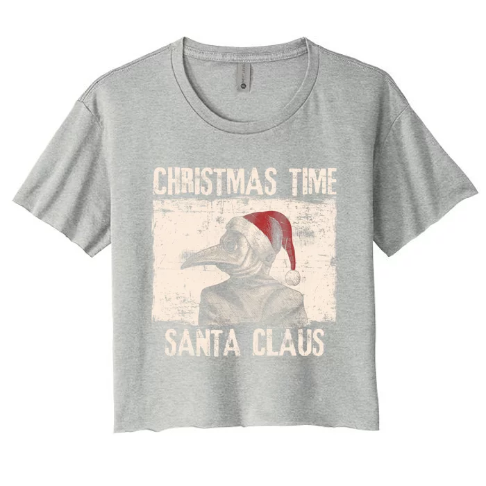 Christmas Time Santa Claus Plague Doctor Quarantine Pandemic Gift Women's Crop Top Tee