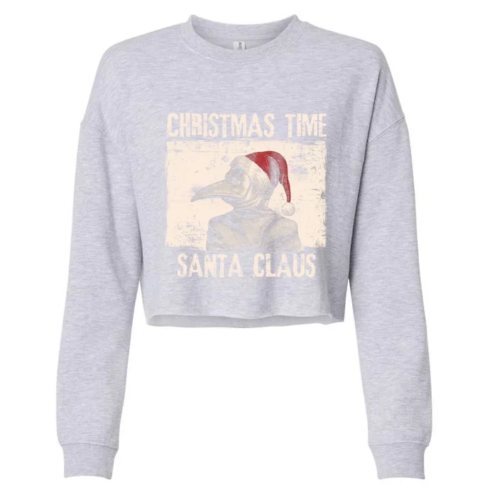 Christmas Time Santa Claus Plague Doctor Quarantine Pandemic Gift Cropped Pullover Crew