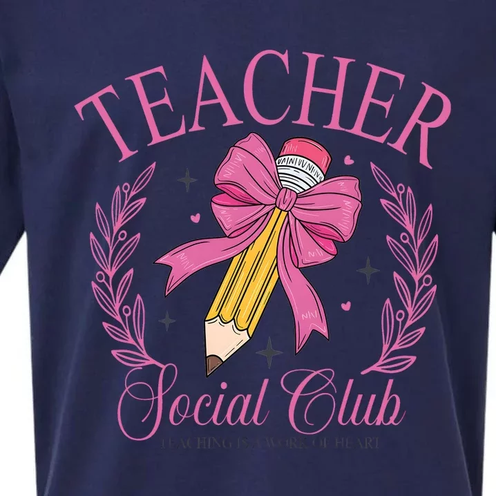 Coquette Teacher Social Club Teacher Is A Work Of Heart Sueded Cloud Jersey T-Shirt